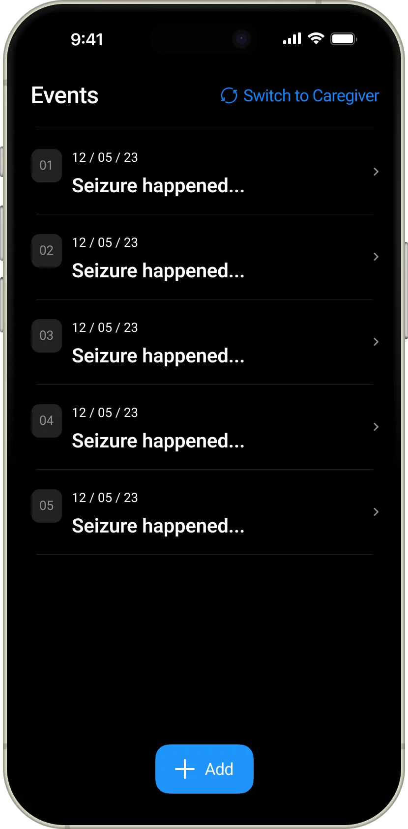 Wazure app - seizure events